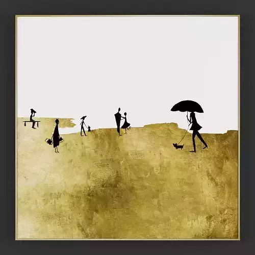 Pictures232 painting with silhouettes of people 3D model