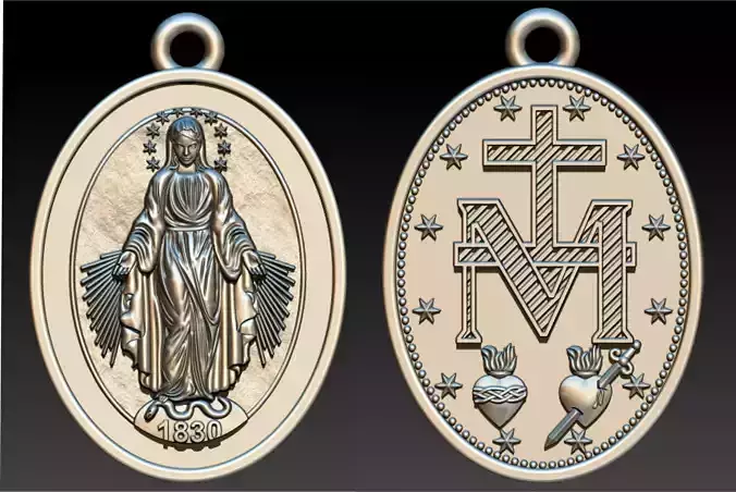 Our Lady of Graces Milagrosa Miraculous Medal 3D print model 