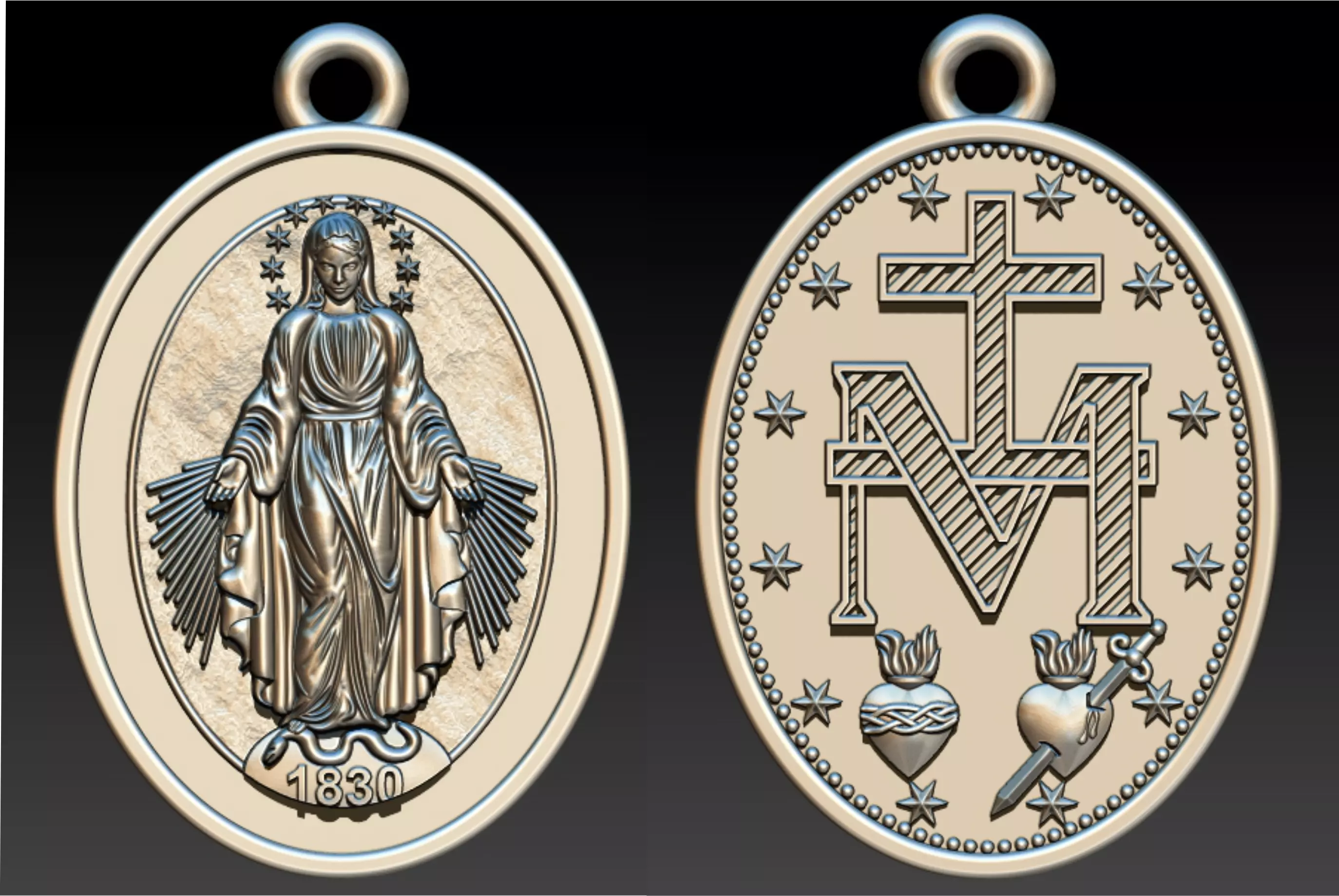 Our Lady of Graces Milagrosa Miraculous Medal 3D print model 3D print model