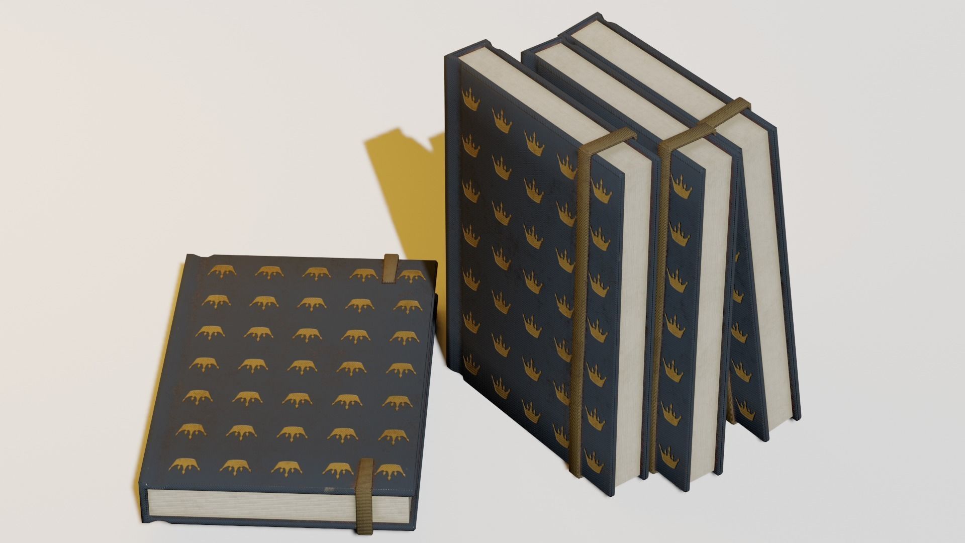 Lowpoly book with gold leaves Free low-poly 3D model_3