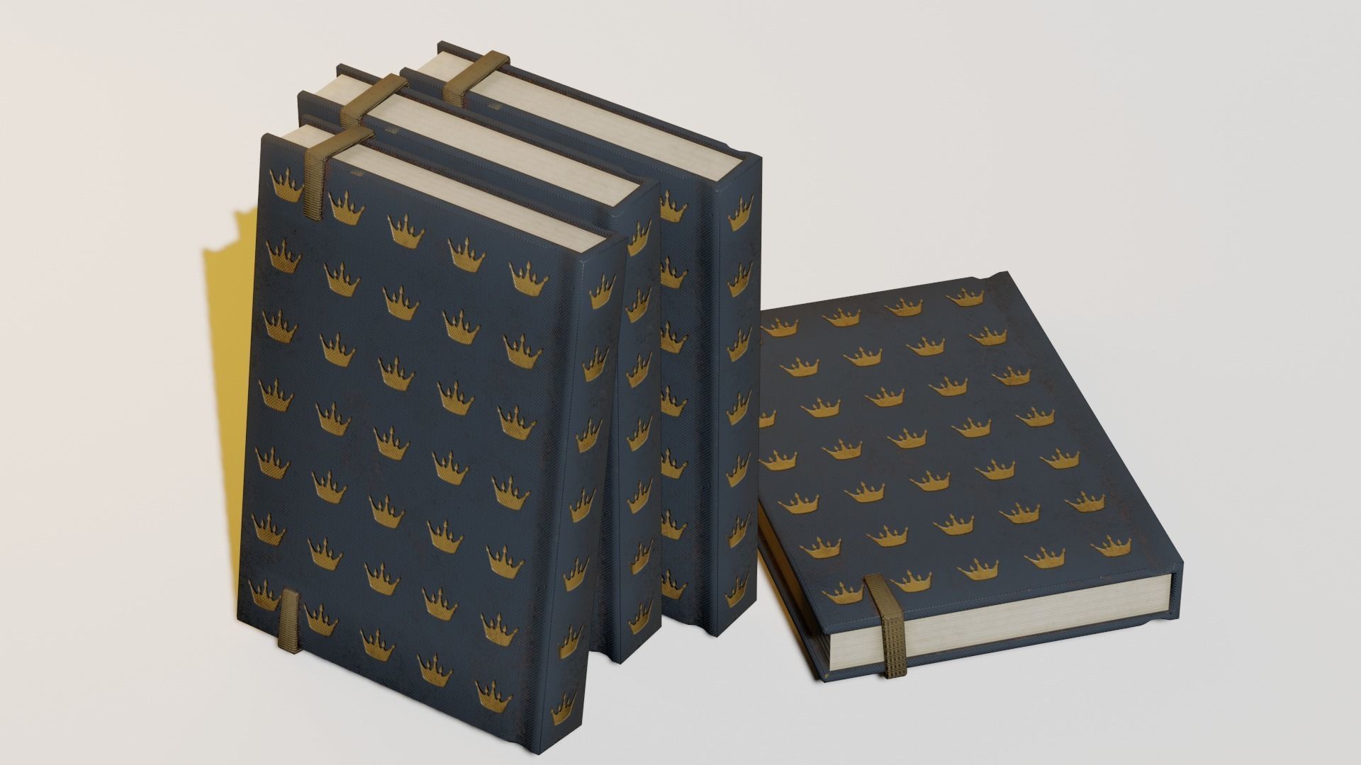 Lowpoly book with gold leaves Free low-poly 3D model_4