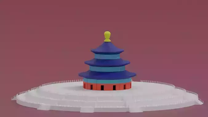 Cartoon Temple Of Heaven Beijing China 3D model