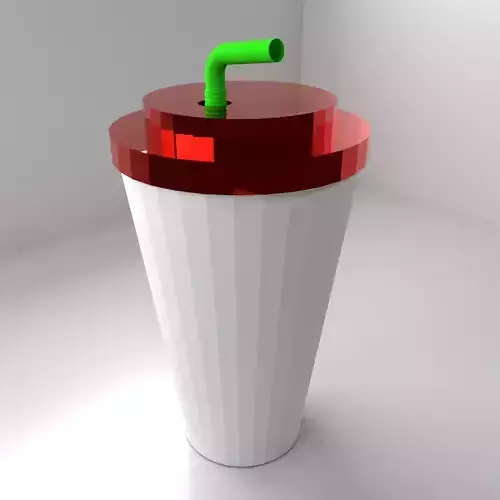 Low Poly Plastic cup with topper and straw