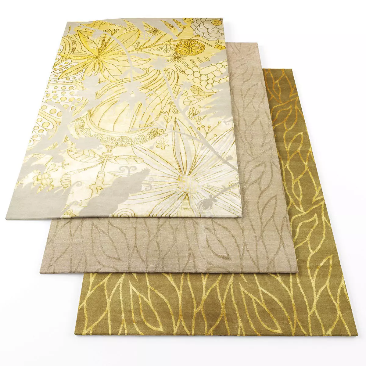 Rugs-1152 gold and silver rugs Low-poly 3D model_0