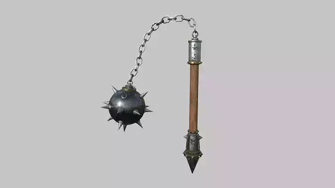 Medieval Flail 02 Steel - Character Fantasy Weaponry Low-poly 3D model