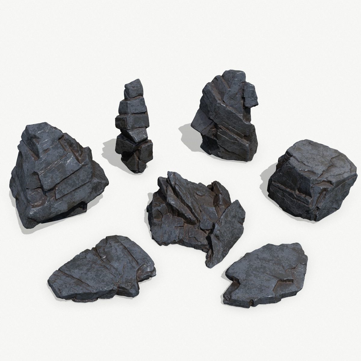 Rock Set Low-poly 3D model_1