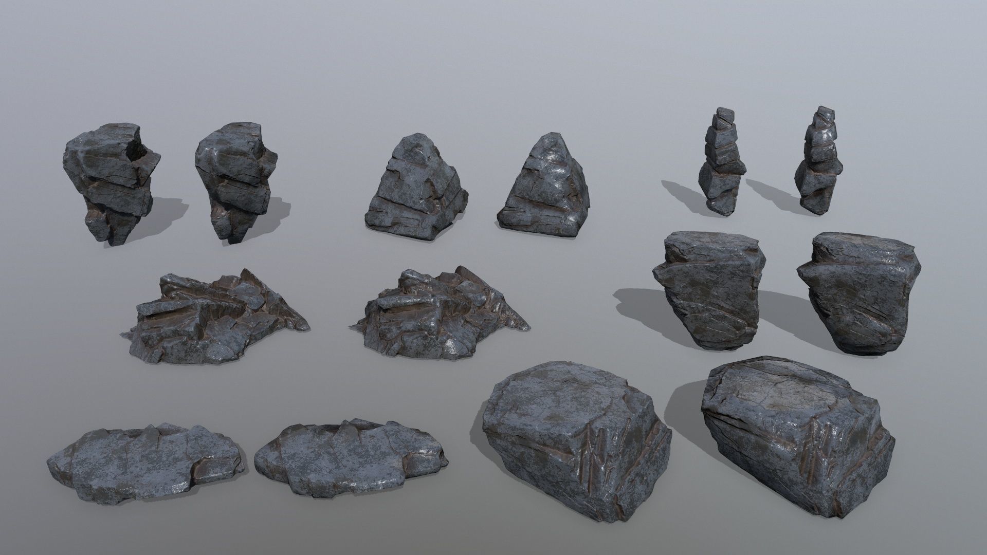 Rock Set Low-poly 3D model_2