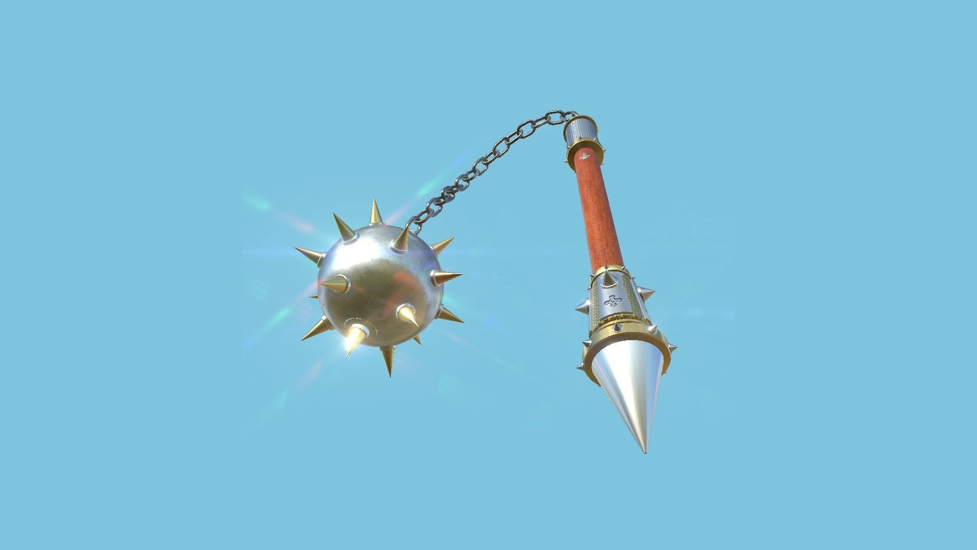 Medieval Flail 03 Luxury - Character Fantasy Weaponry Low-poly 3D model_2