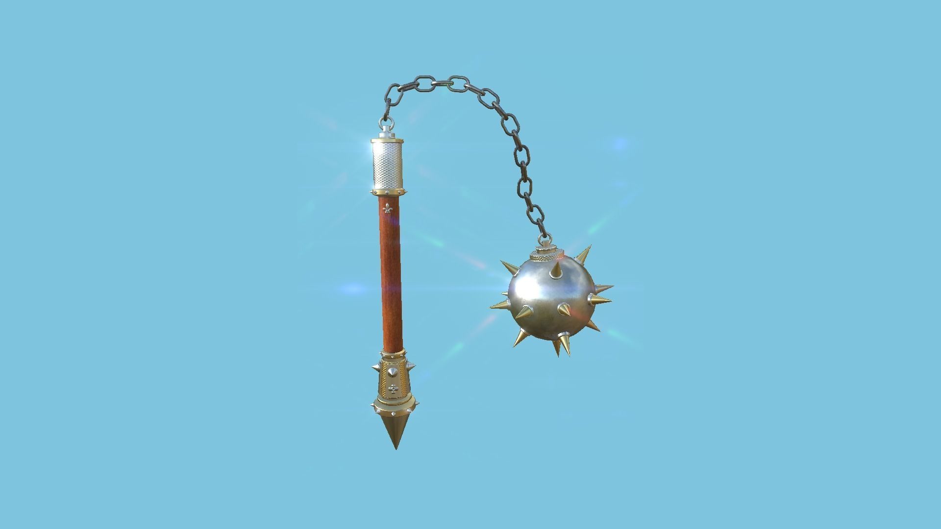 Medieval Flail 03 Luxury - Character Fantasy Weaponry Low-poly 3D model_4