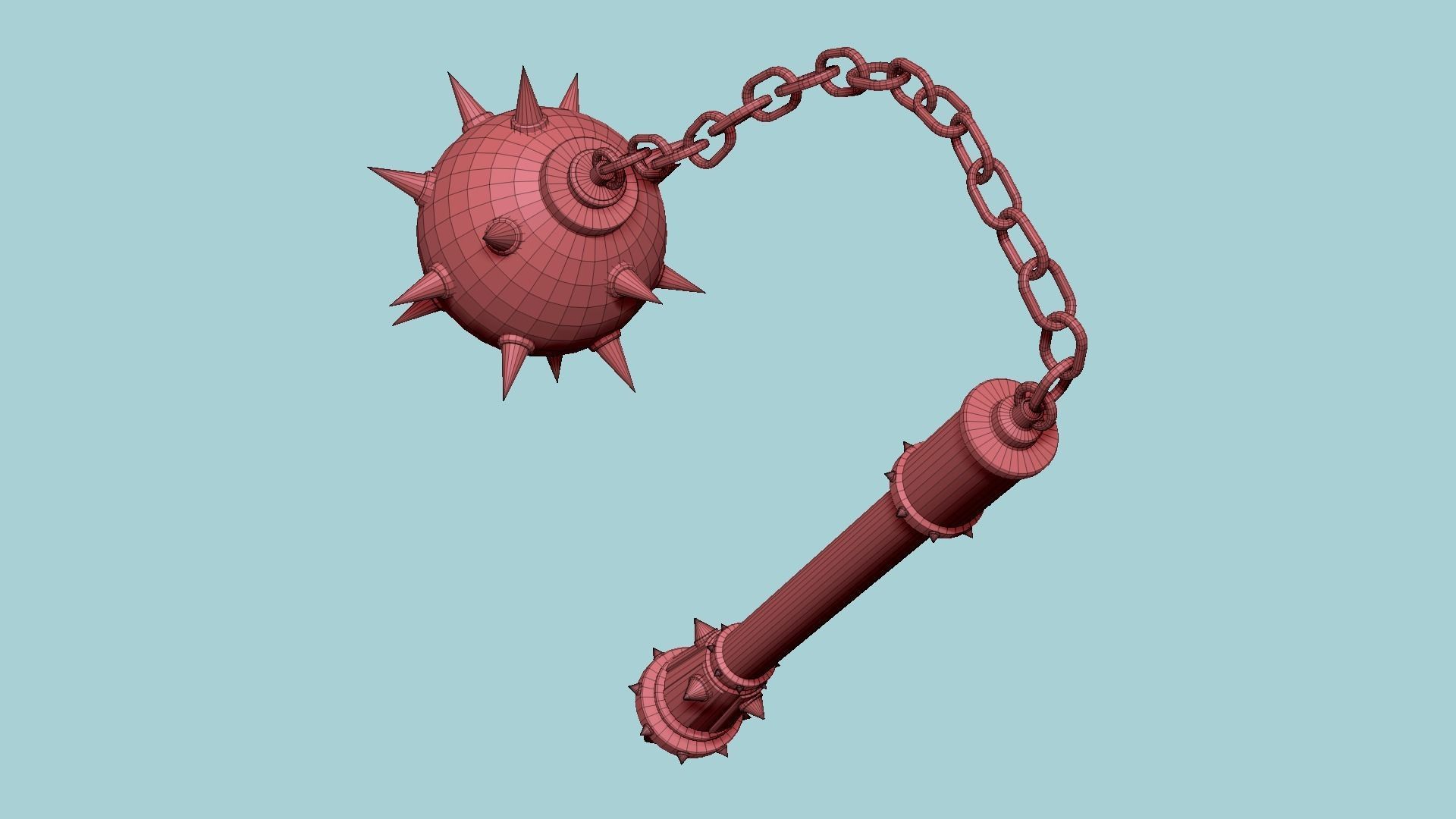 Medieval Flail 03 Luxury - Character Fantasy Weaponry Low-poly 3D model_10