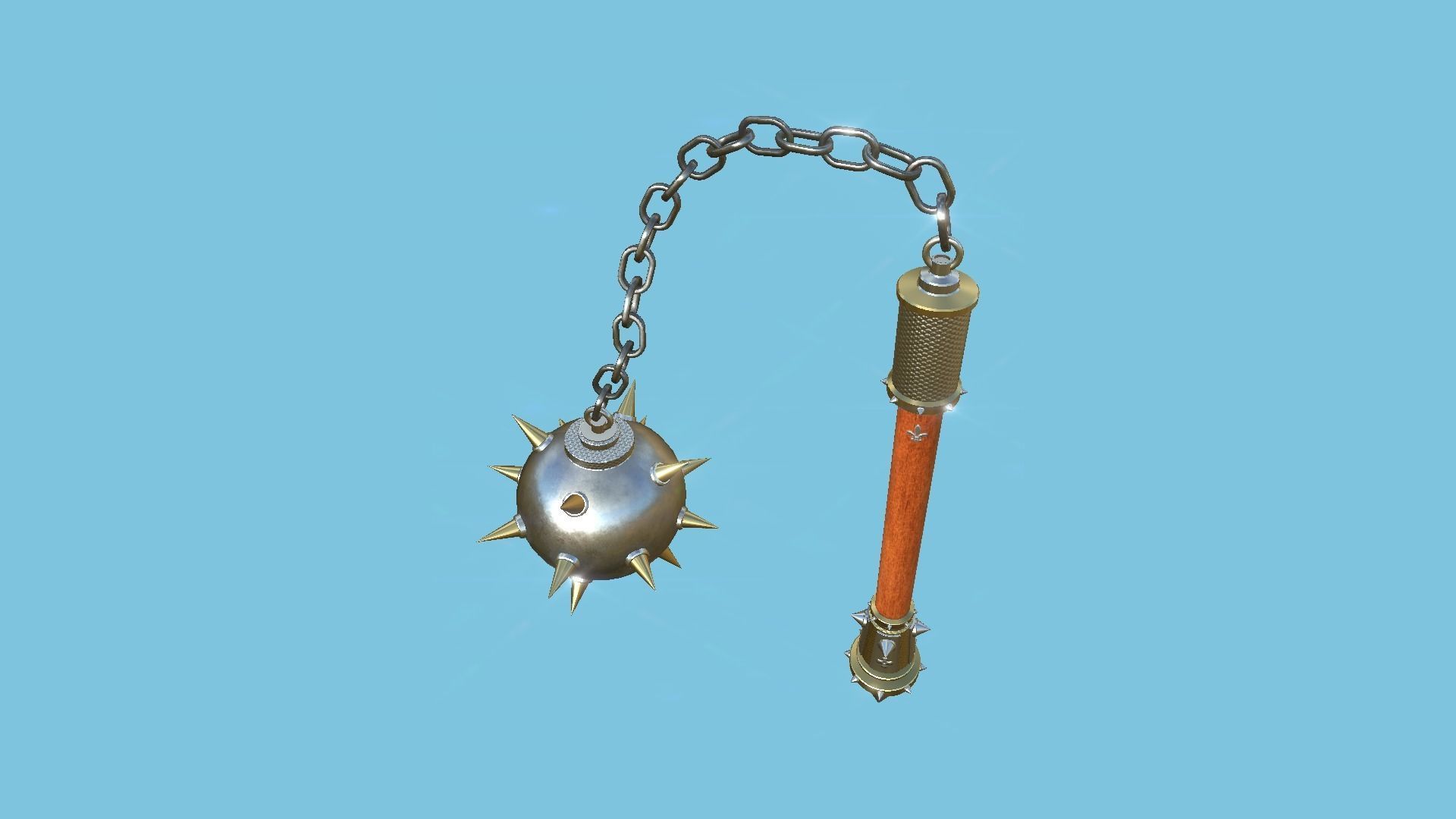 Medieval Flail 03 Luxury - Character Fantasy Weaponry Low-poly 3D model_1