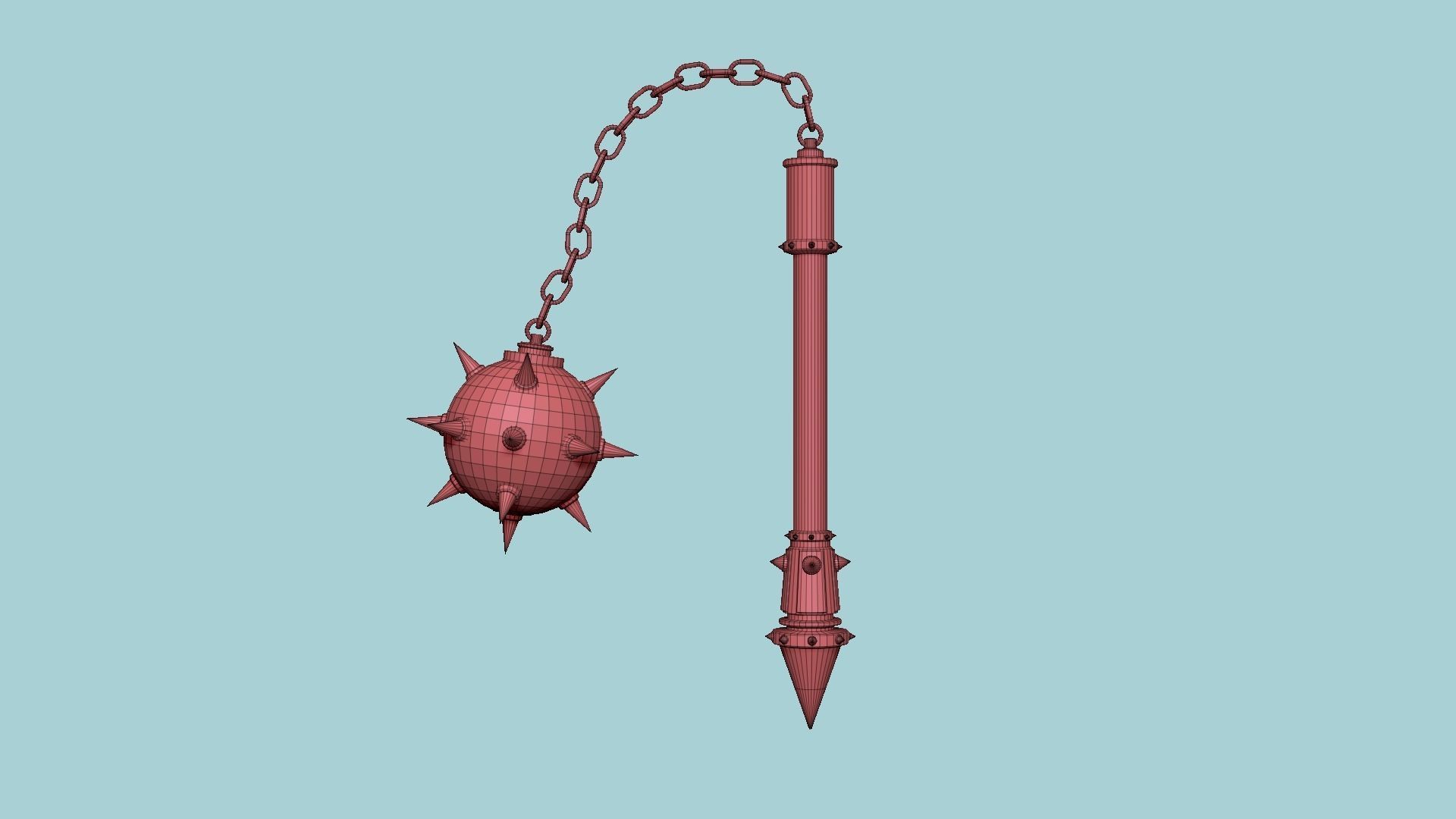 Medieval Flail 03 Luxury - Character Fantasy Weaponry Low-poly 3D model_8