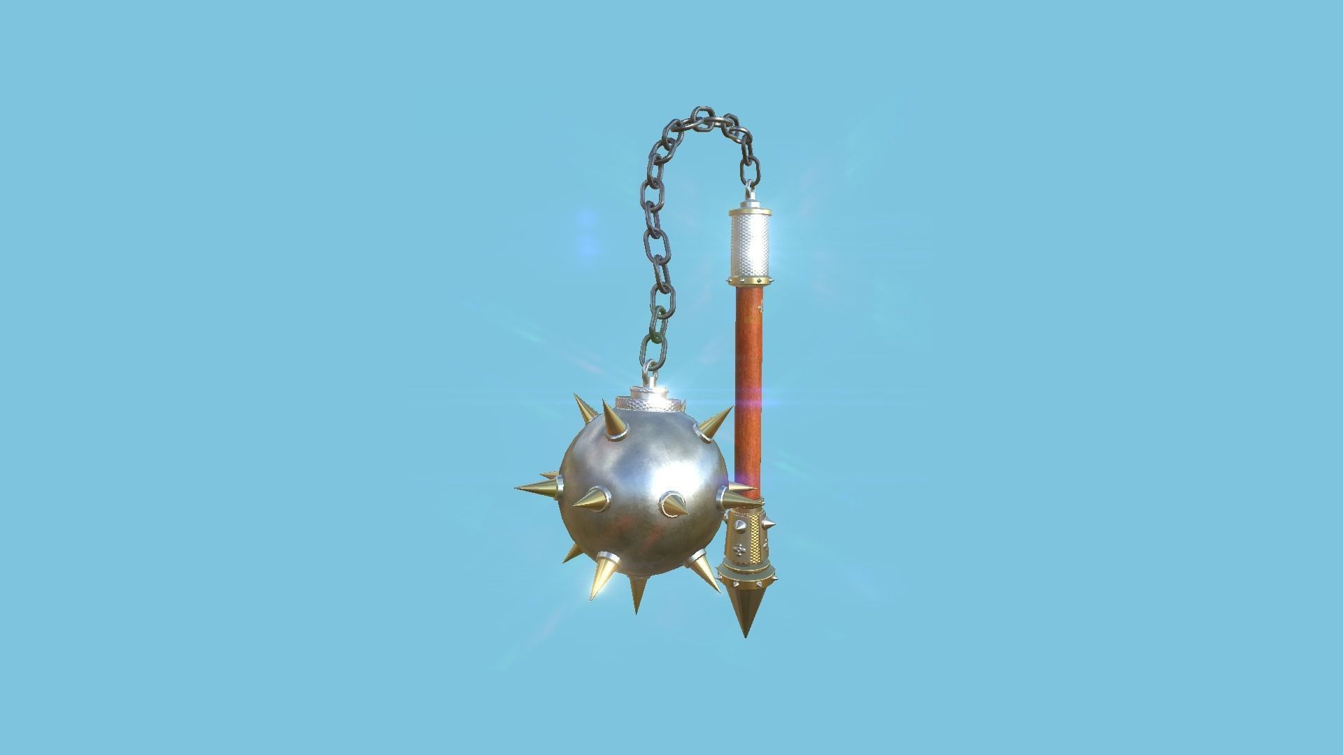 Medieval Flail 03 Luxury - Character Fantasy Weaponry Low-poly 3D model_3