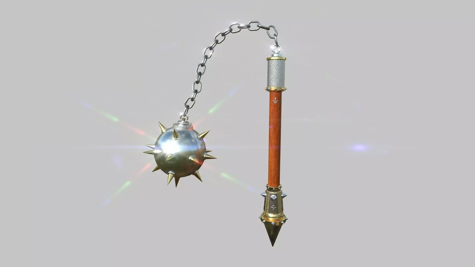 Medieval Flail 03 Luxury - Character Fantasy Weaponry Low-poly 3D model_0