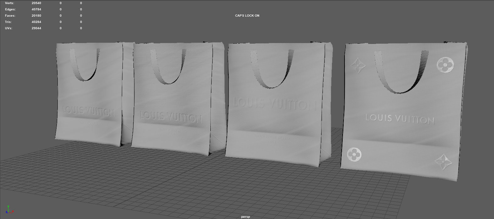 SHOPPING BAG Low-poly 3D model_9