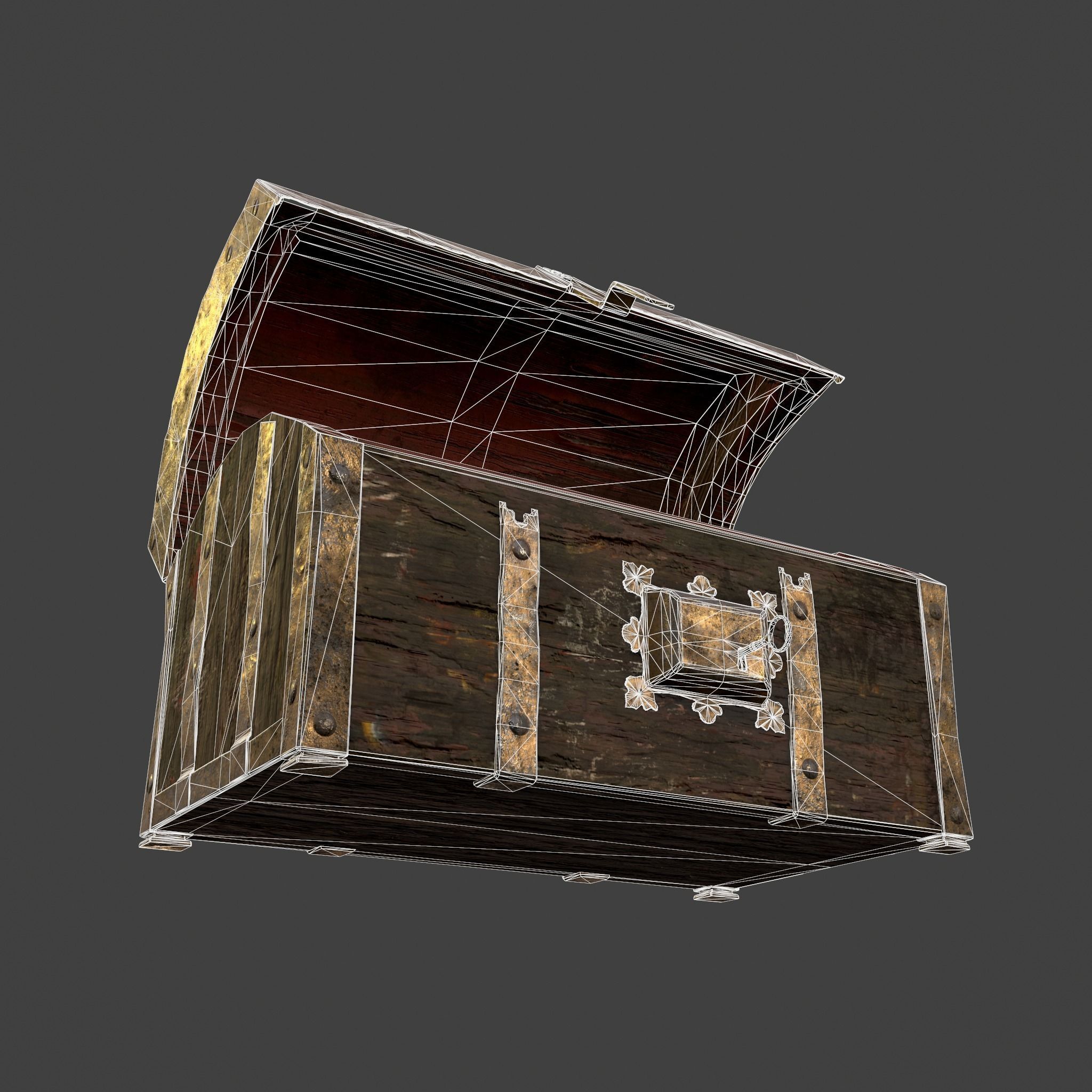 Medieval Box Low-poly 3D model_49