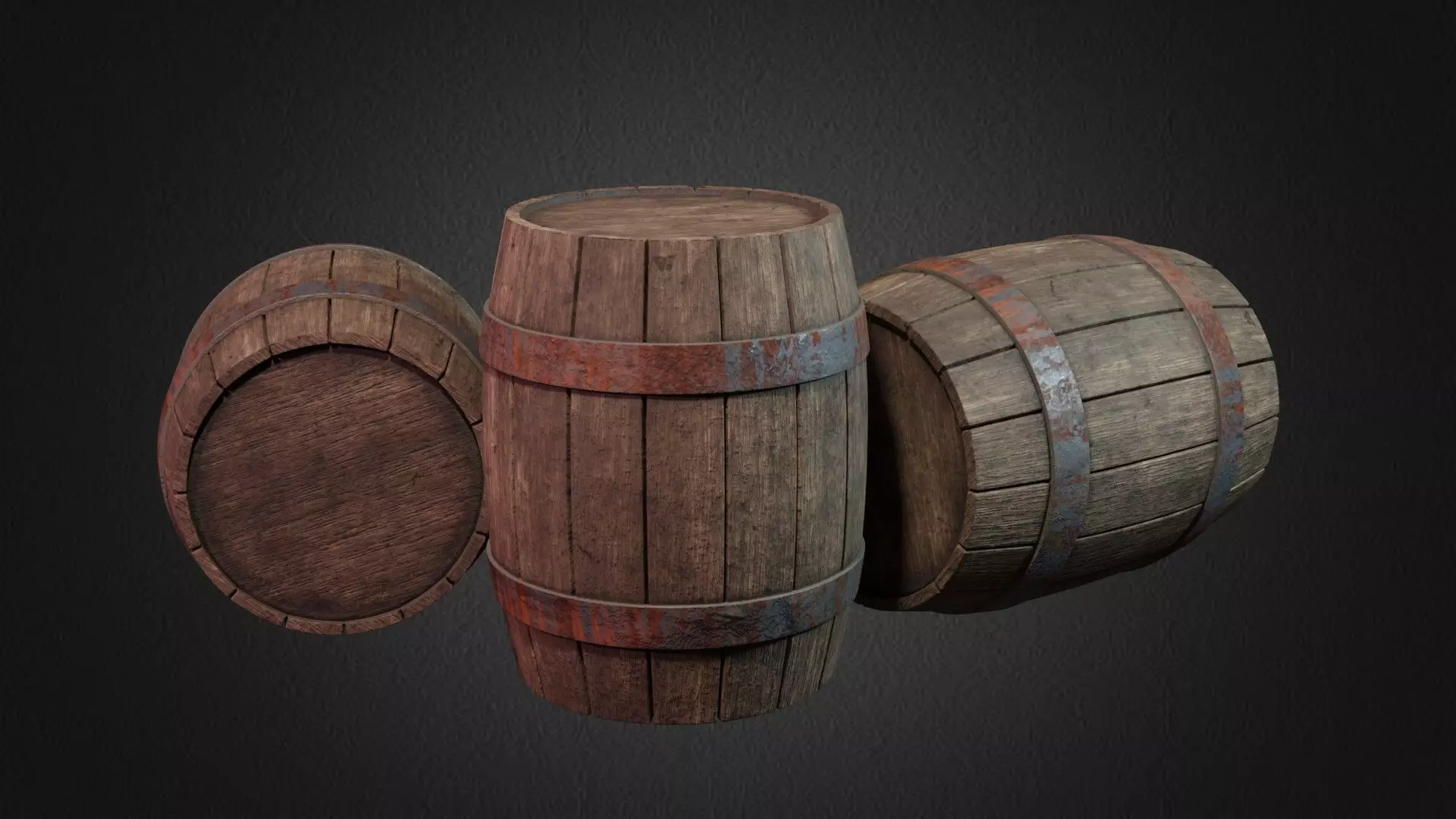 Barrel wooden Low-poly 3D model