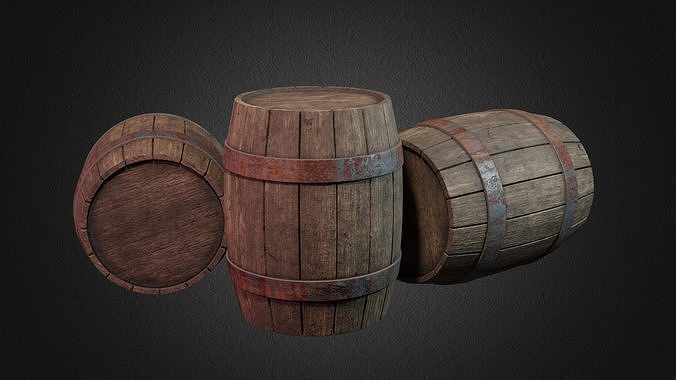 Barrel wooden Low-poly 3D model