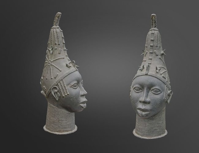 Berber Statue Head Metal Moroccan Low-poly 3D model