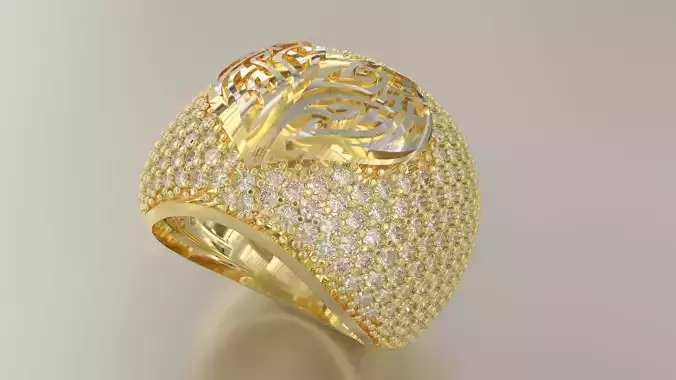 Tribal Heart pave ring