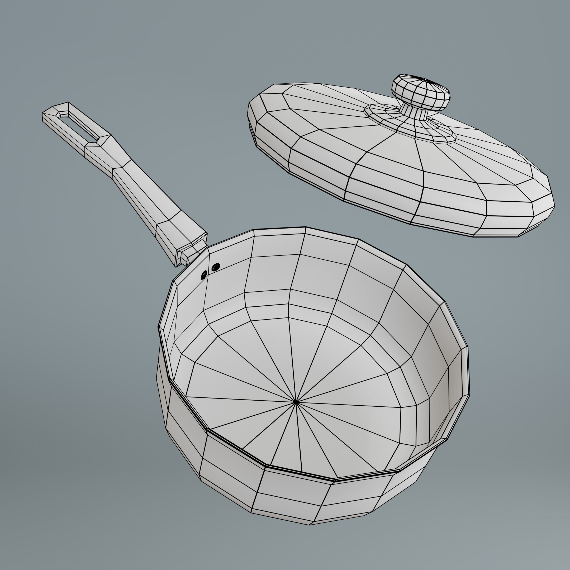 Saucepan Low-poly 3D model_9