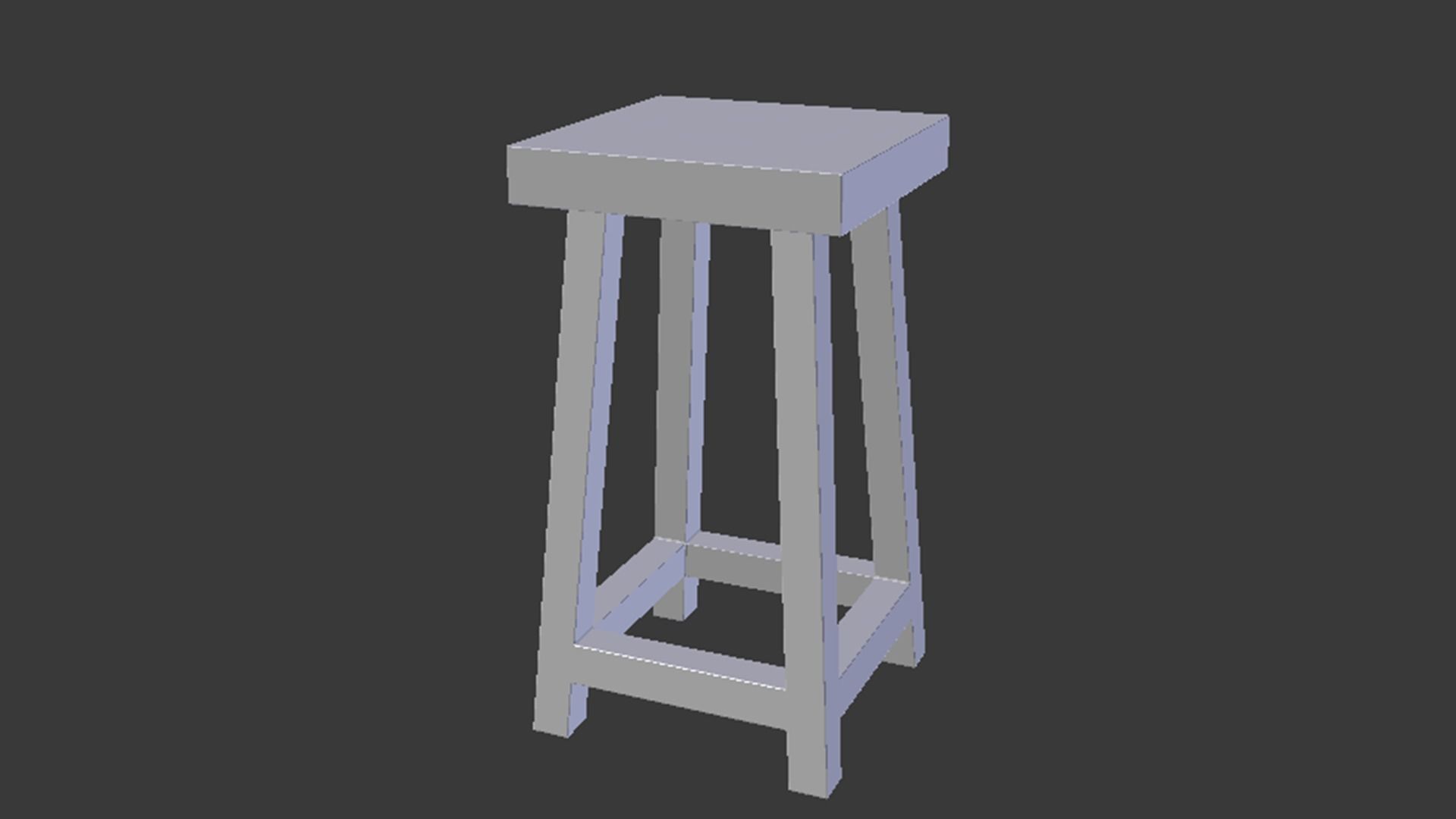 Wooden Stool Free 3D model_1