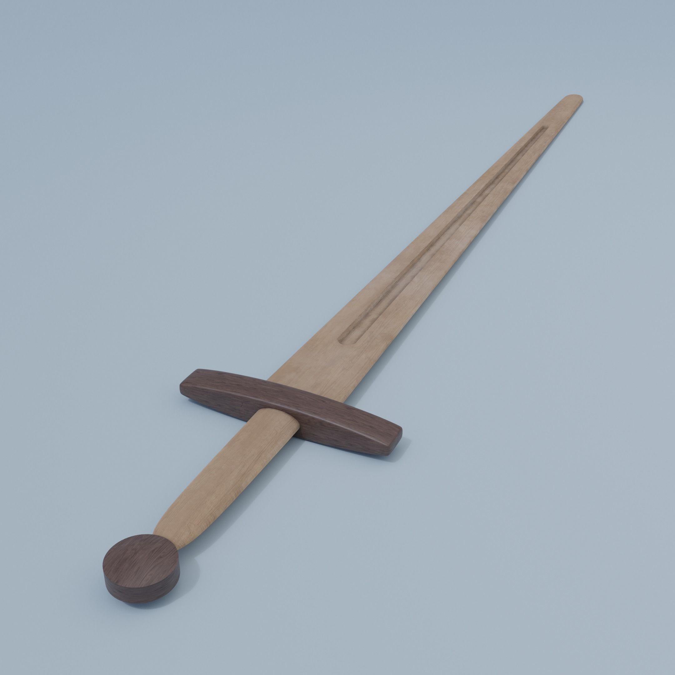 Wooden sword Free low-poly 3D model_1