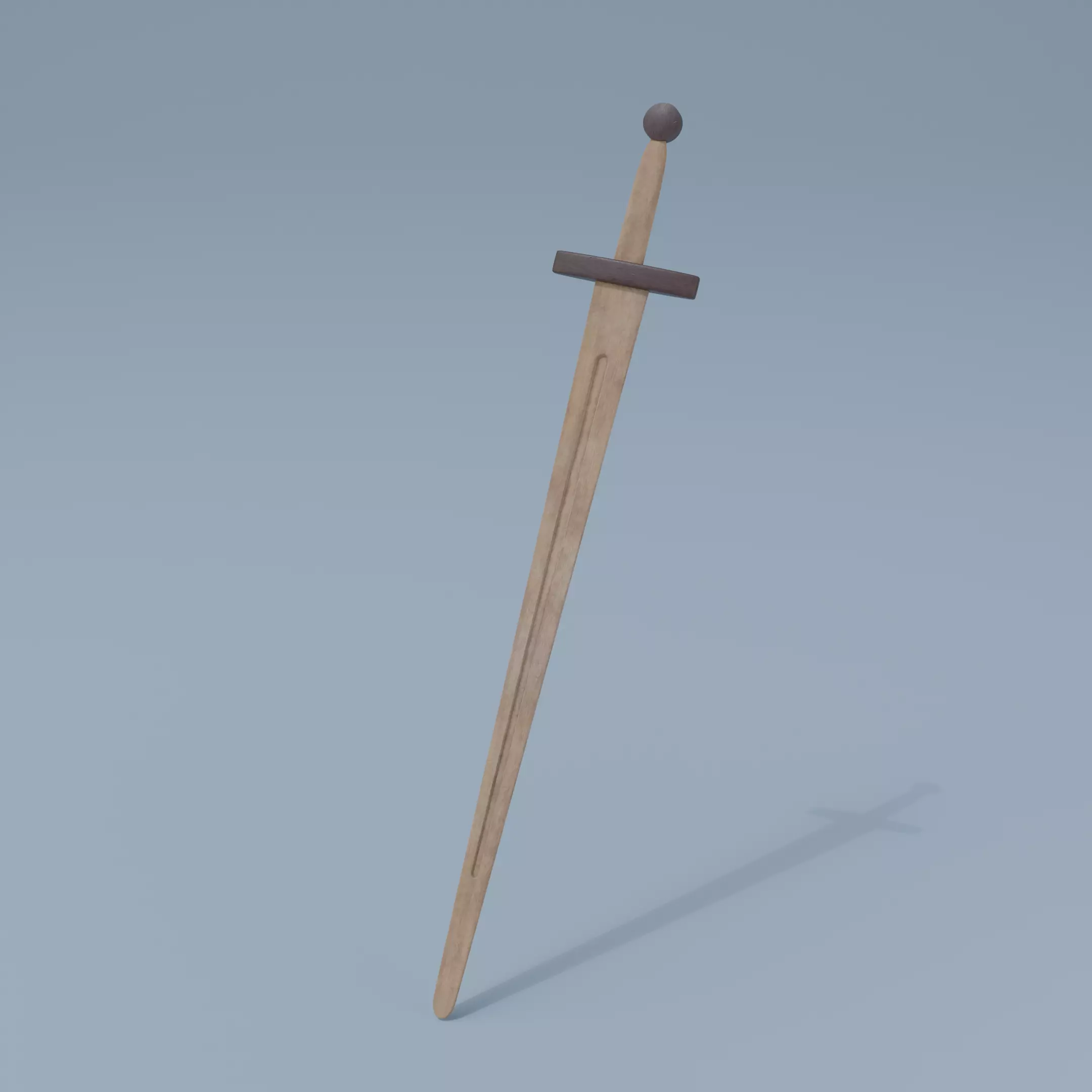 Wooden sword Free low-poly 3D model_0