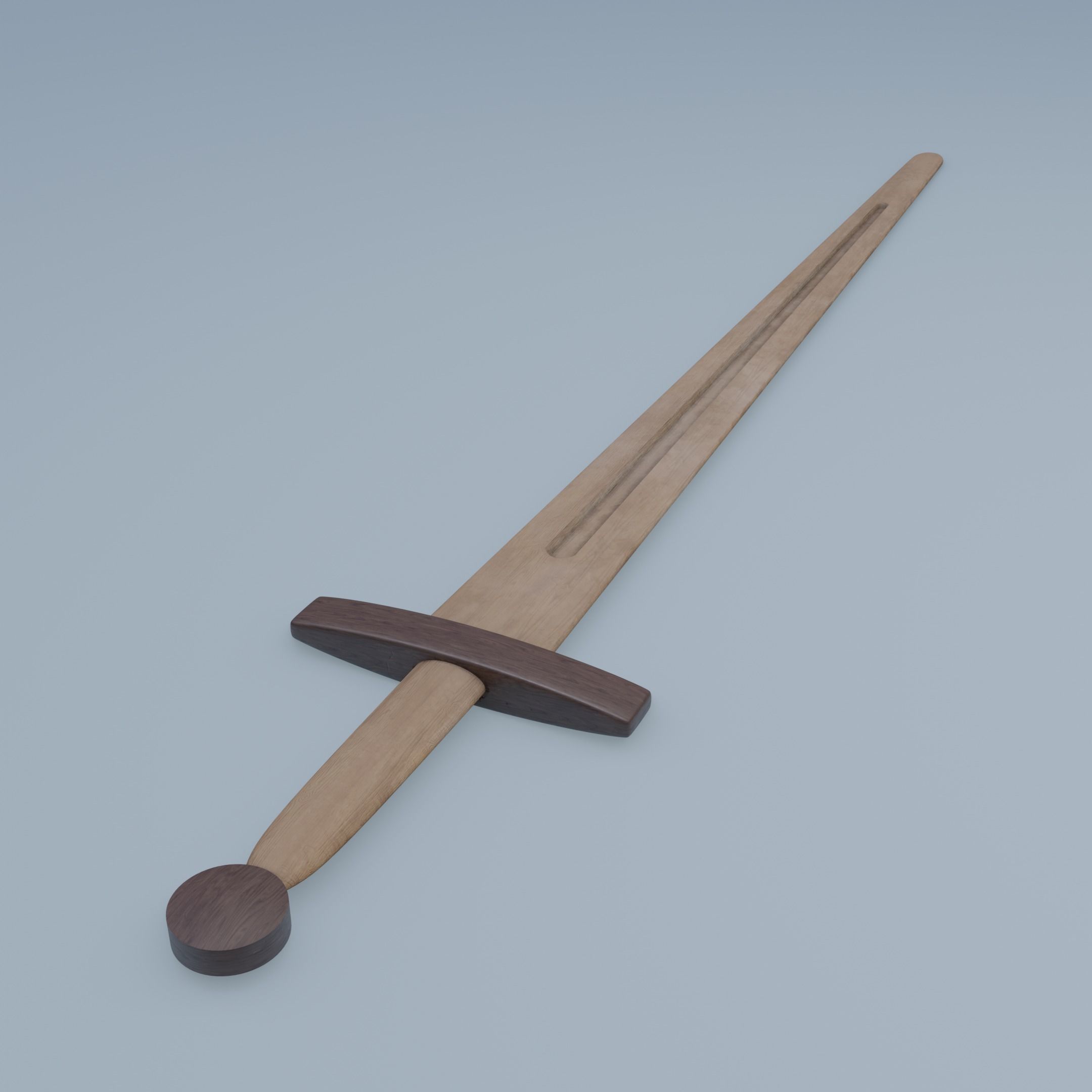 Wooden sword Free low-poly 3D model_6