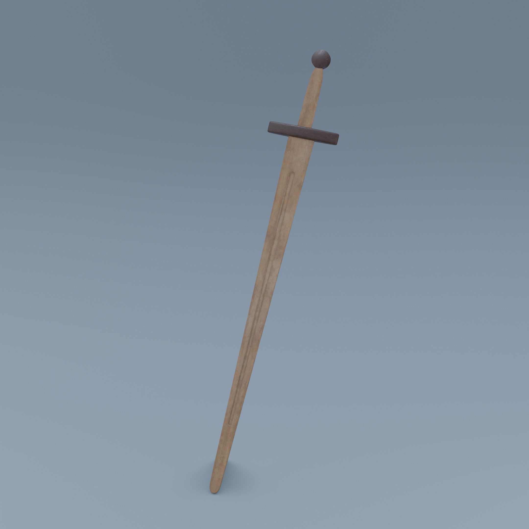 Wooden sword Free low-poly 3D model_5