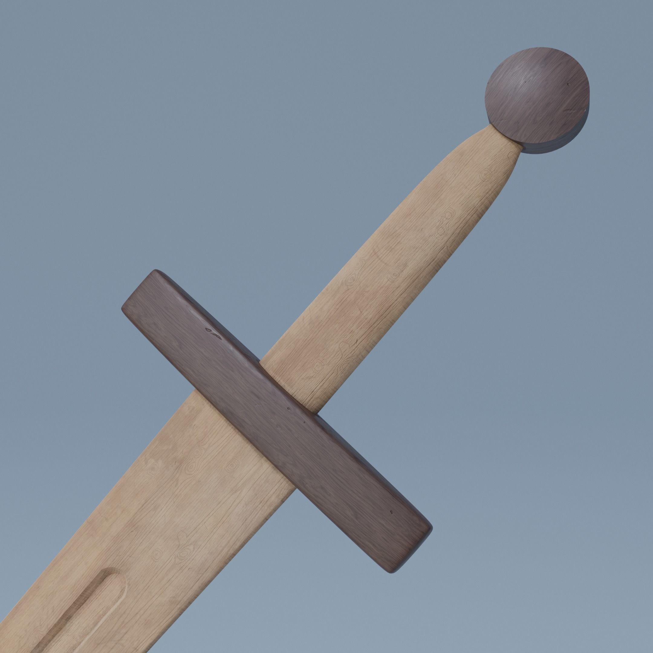 Wooden sword Free low-poly 3D model_2