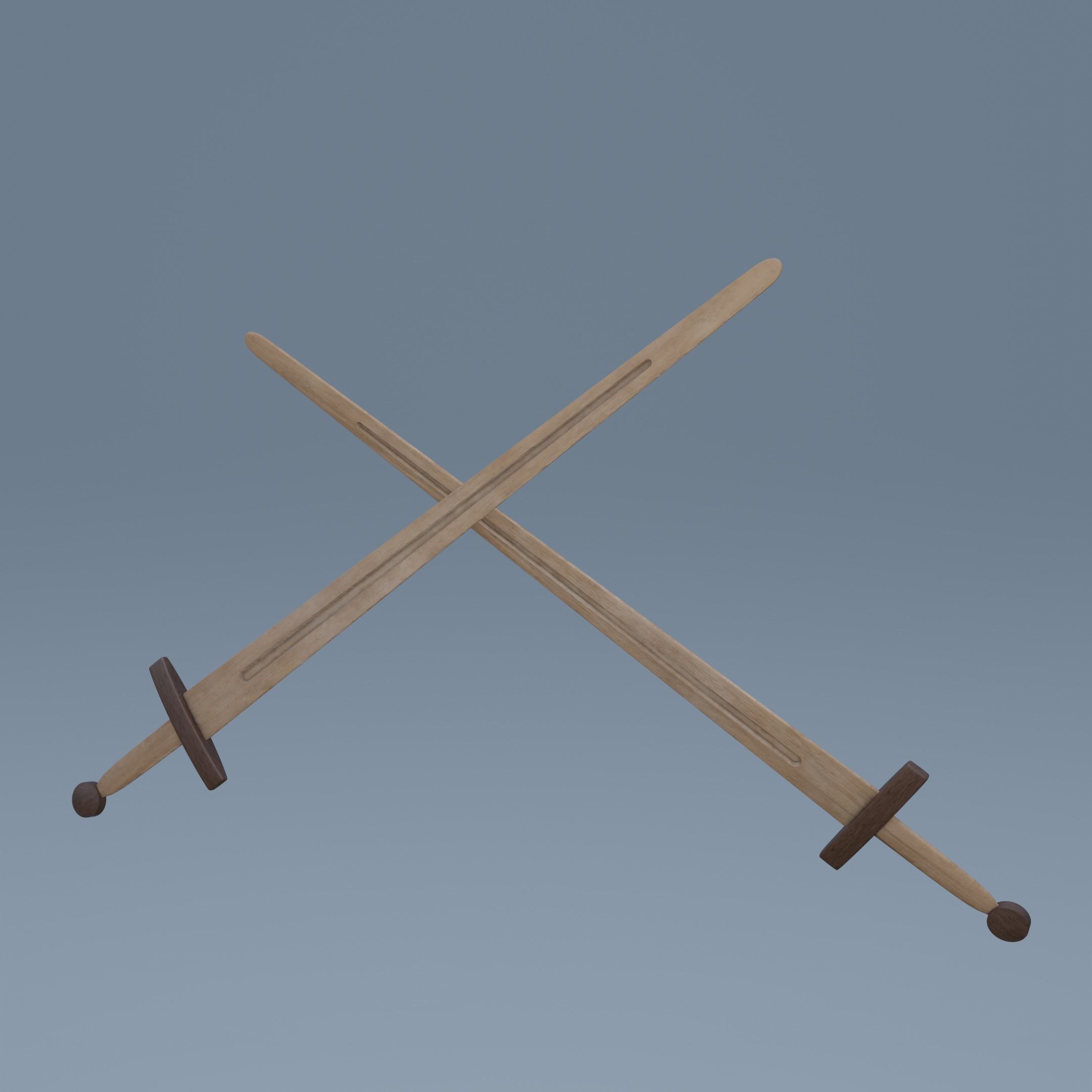 Wooden sword Free low-poly 3D model_8