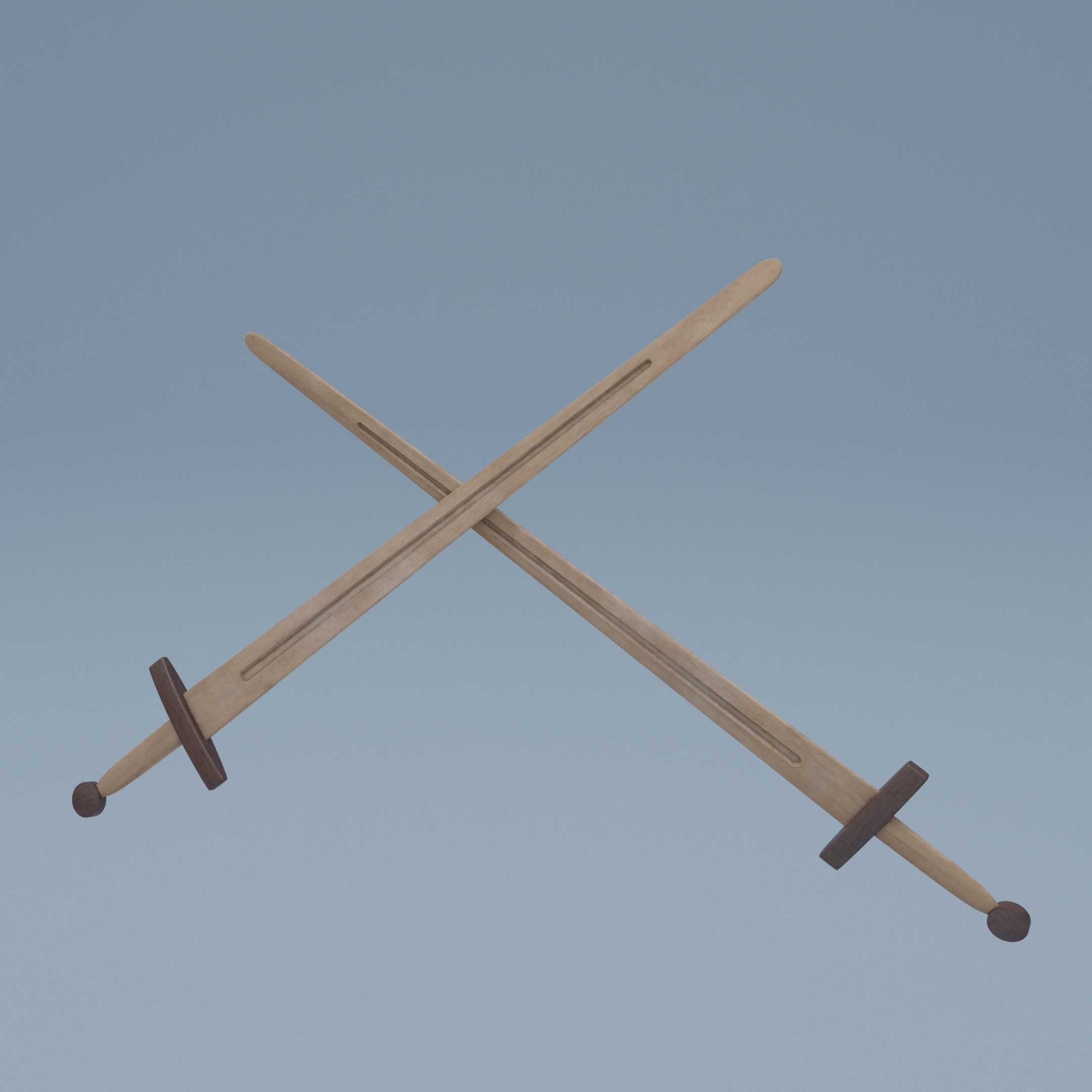 Wooden sword Free low-poly 3D model_3