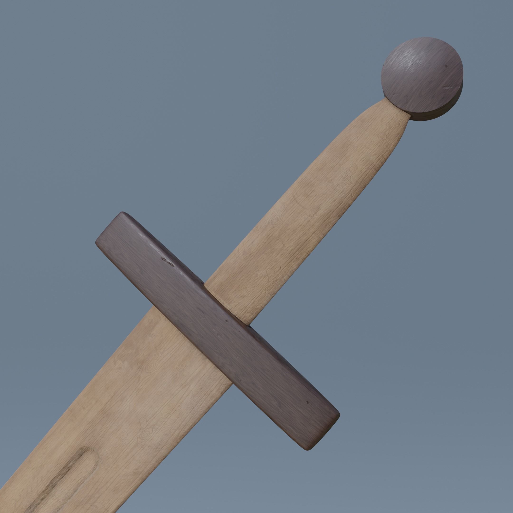 Wooden sword Free low-poly 3D model_7