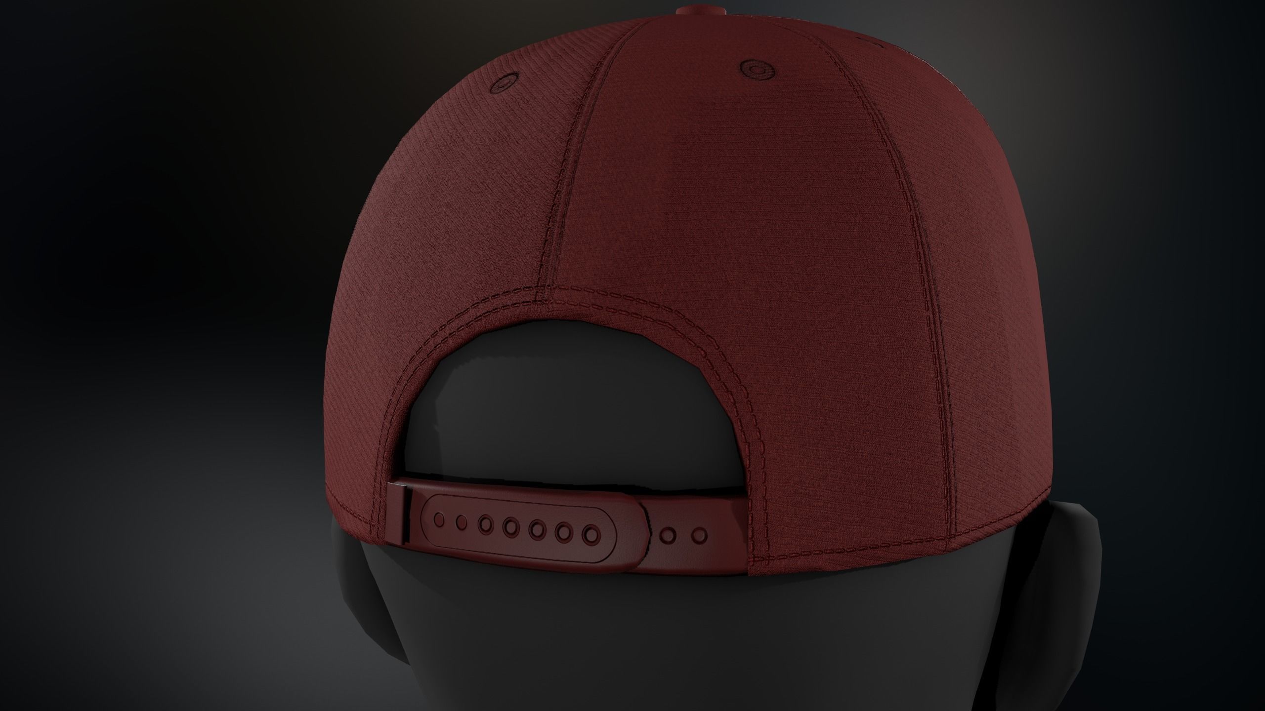 Red Snapback Cap Low-poly 3D model_14
