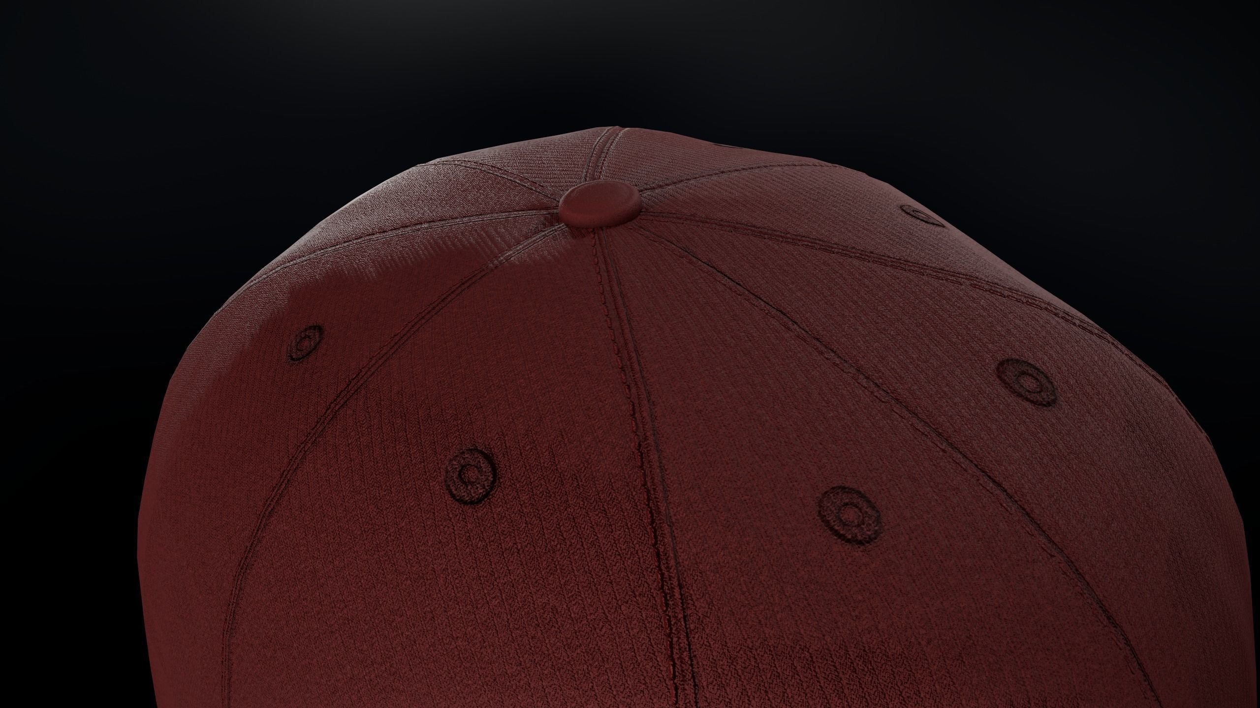 Red Snapback Cap Low-poly 3D model_9