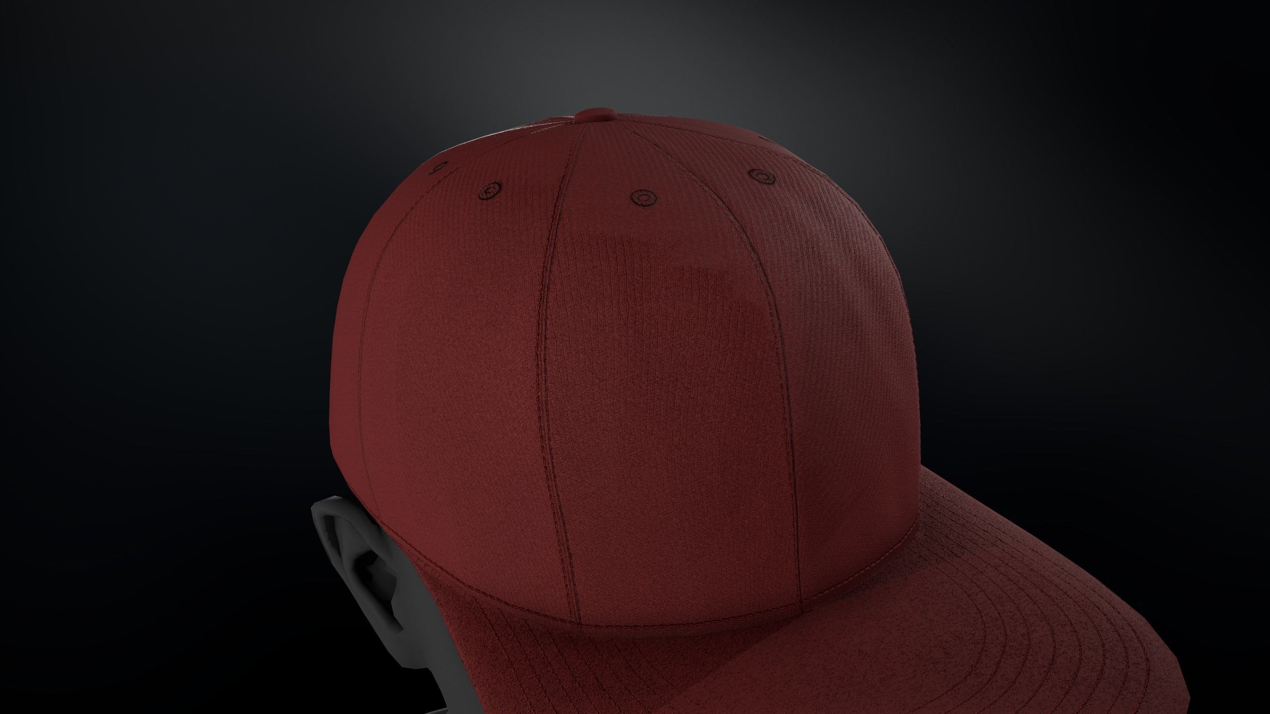 Red Snapback Cap Low-poly 3D model_10