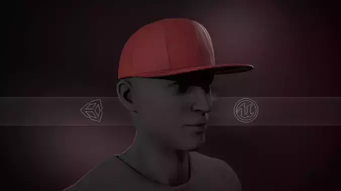 Red Snapback Cap Low-poly 3D model