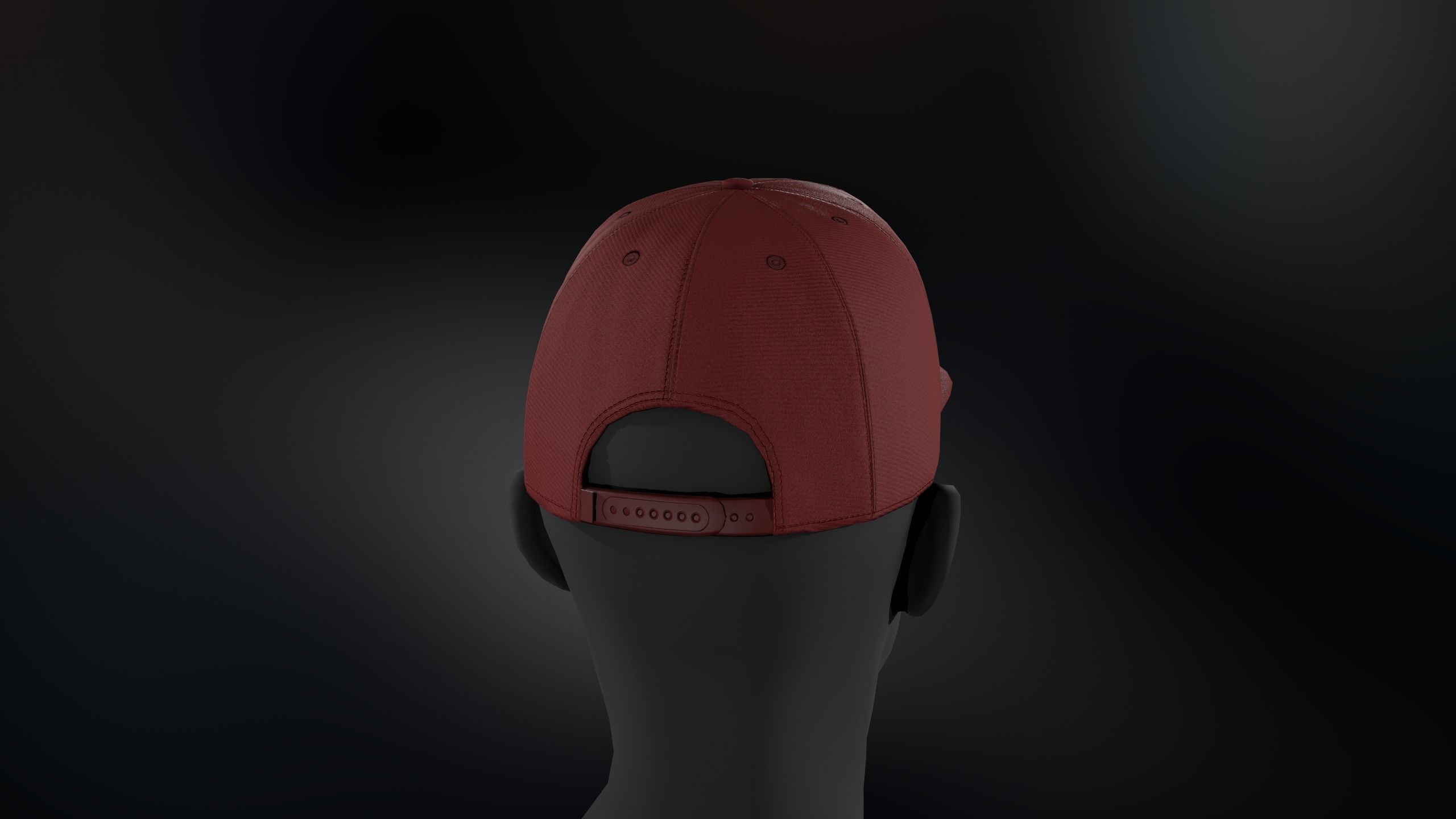 Red Snapback Cap Low-poly 3D model_1