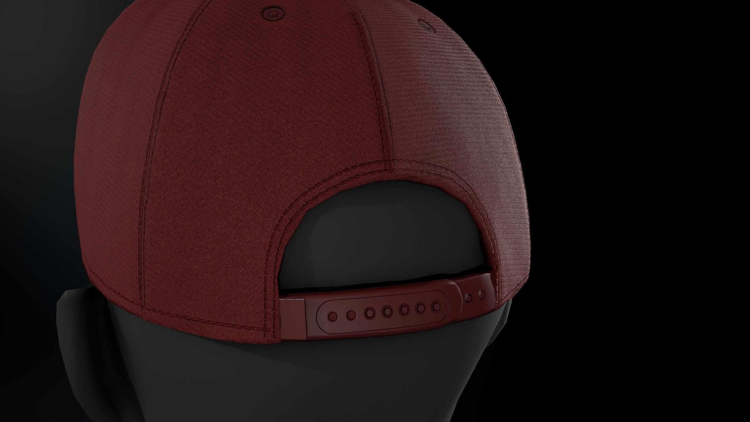 Red Snapback Cap Low-poly 3D model_12