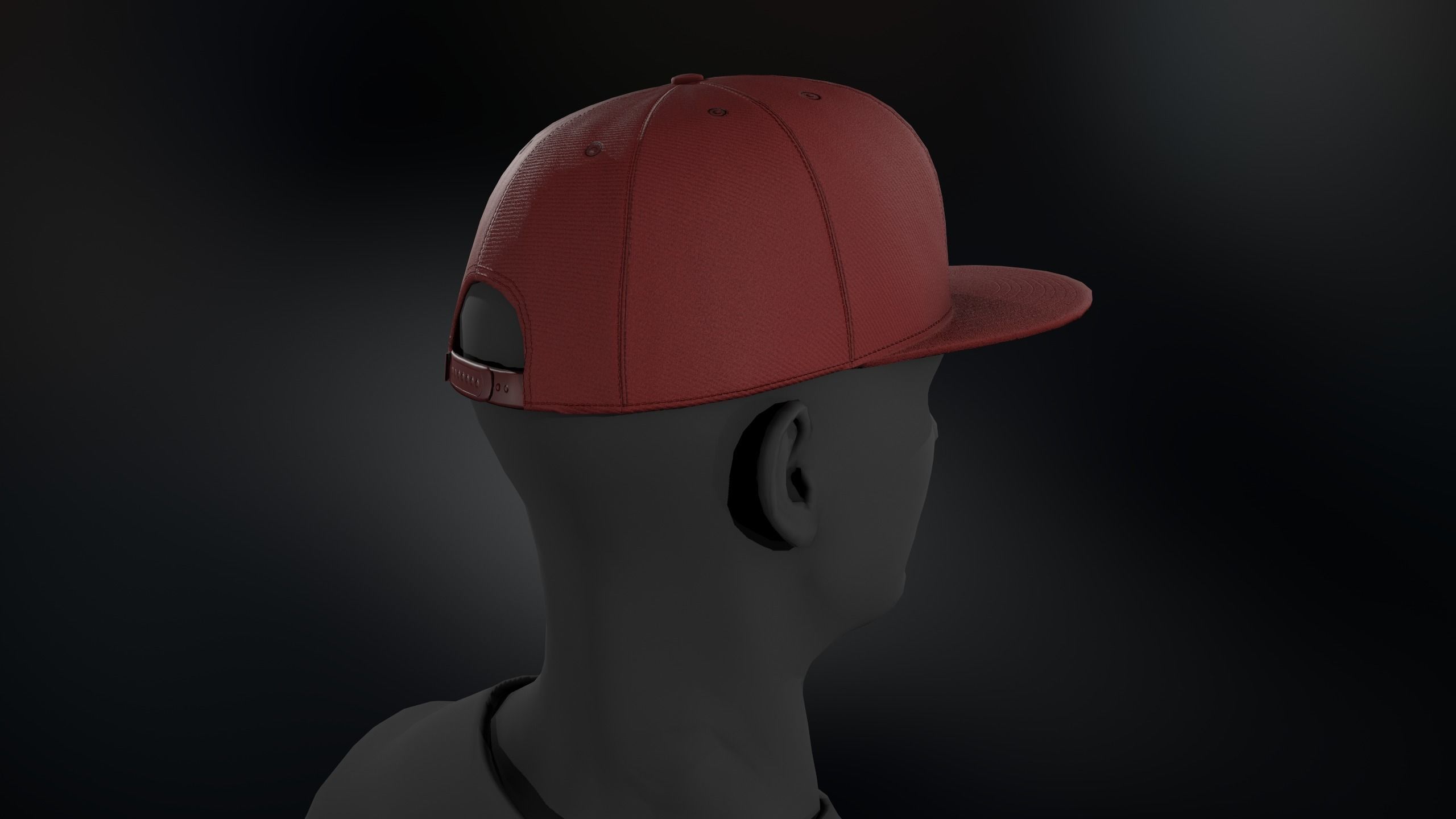 Red Snapback Cap Low-poly 3D model_8