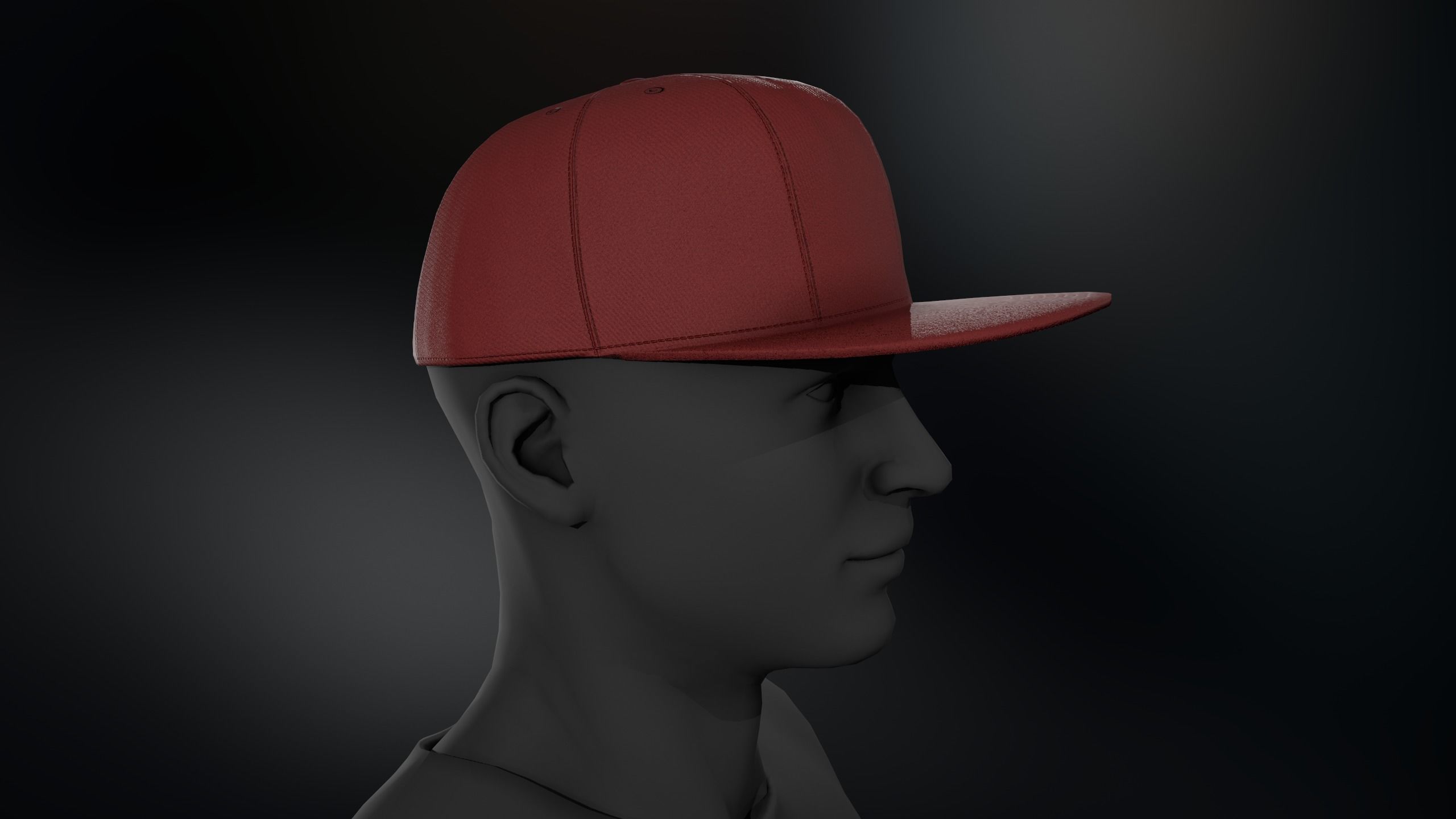Red Snapback Cap Low-poly 3D model_2