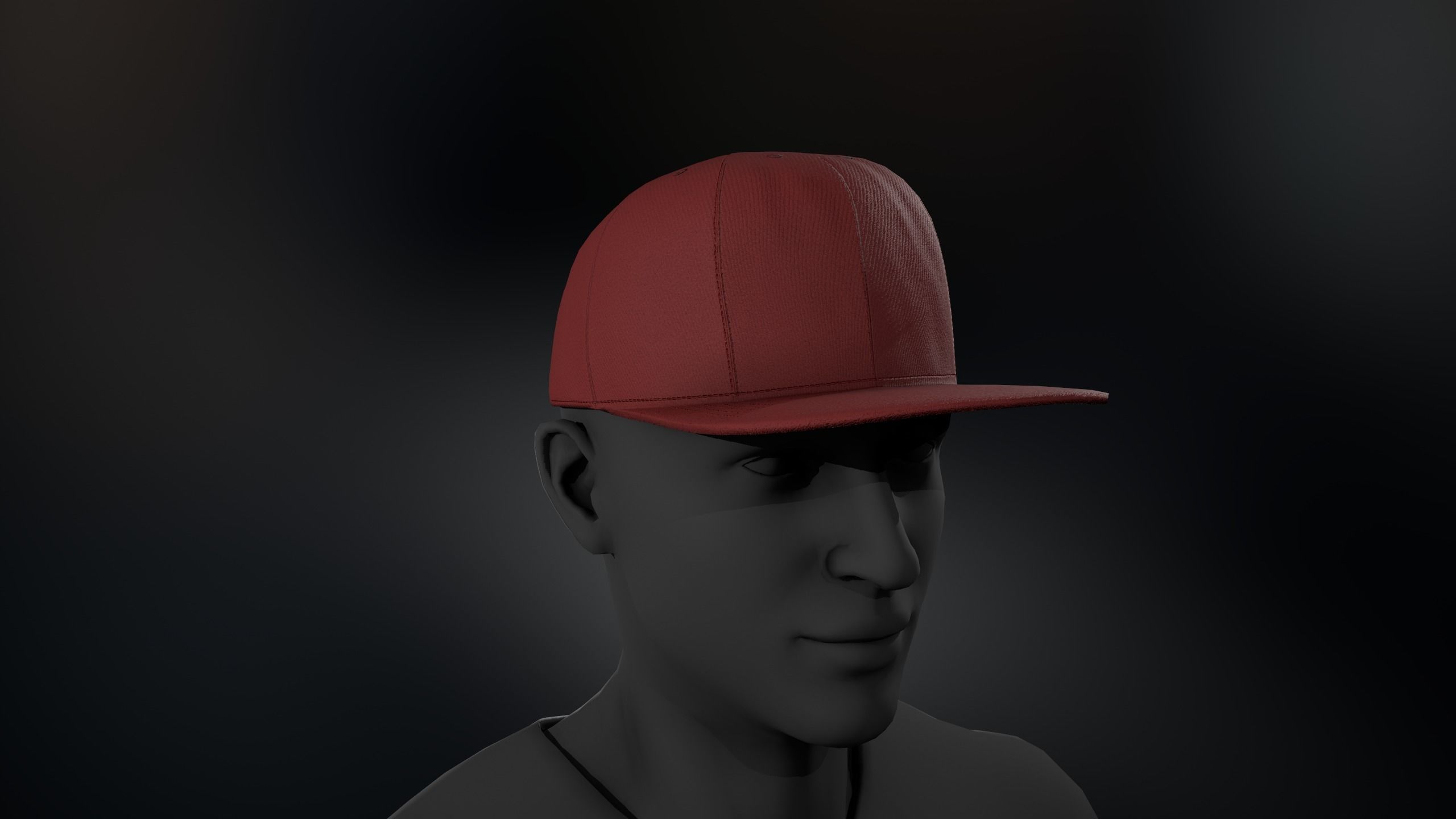 Red Snapback Cap Low-poly 3D model_3