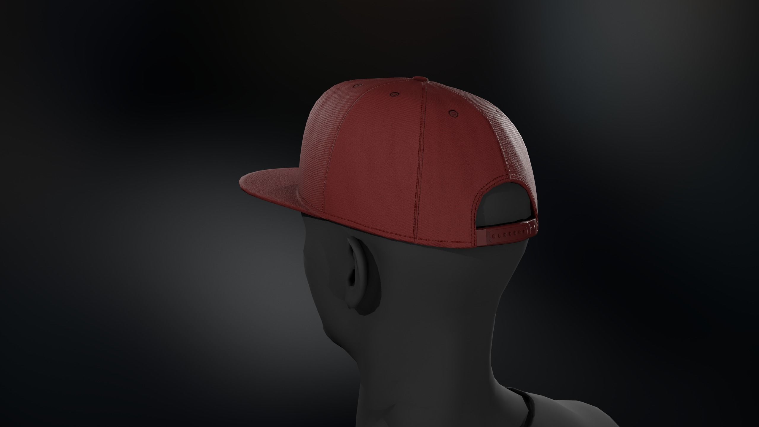 Red Snapback Cap Low-poly 3D model_5