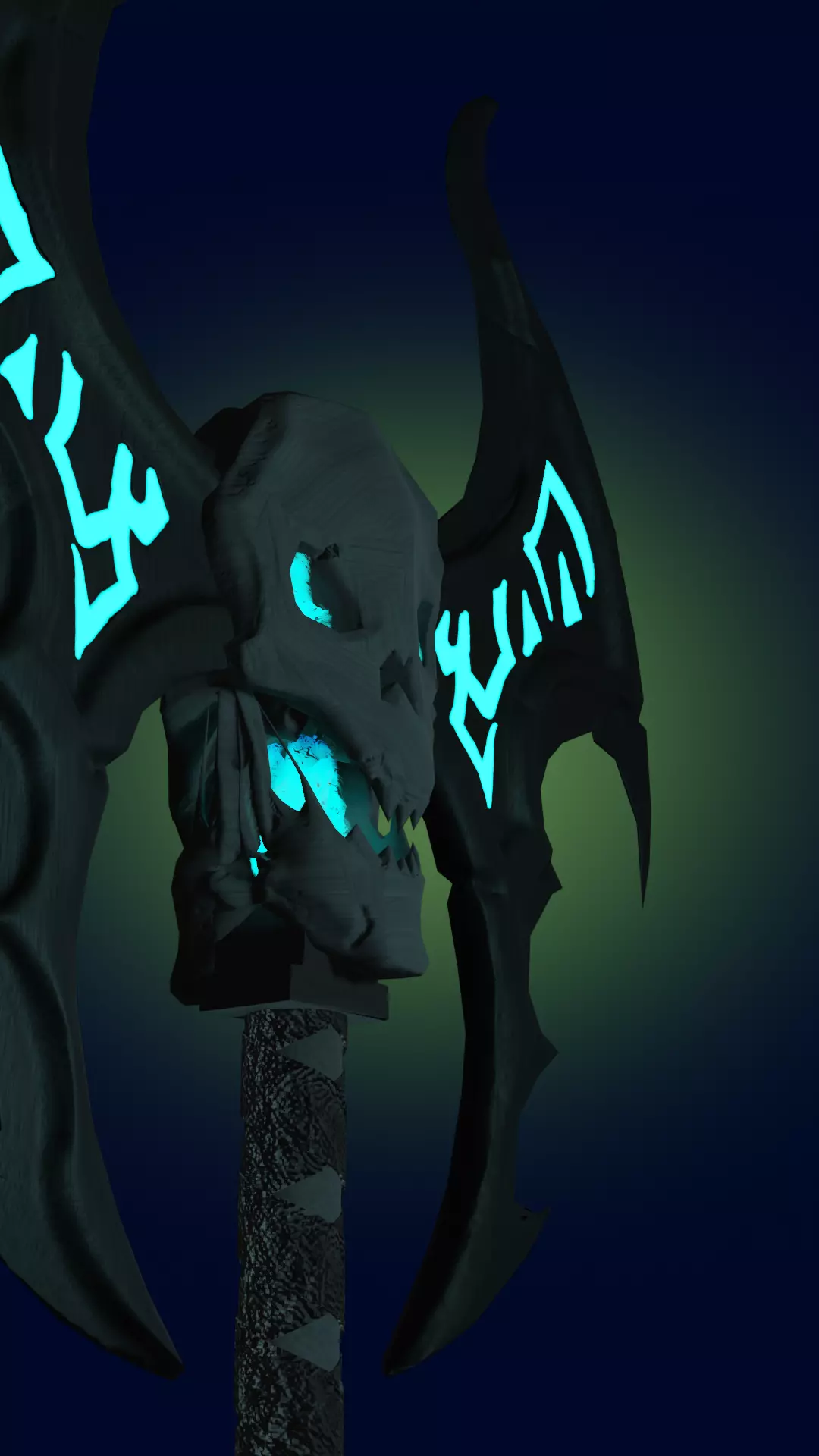 Skull Dark Metal Axe Melee Weapon PBR 3D model Free 3D model