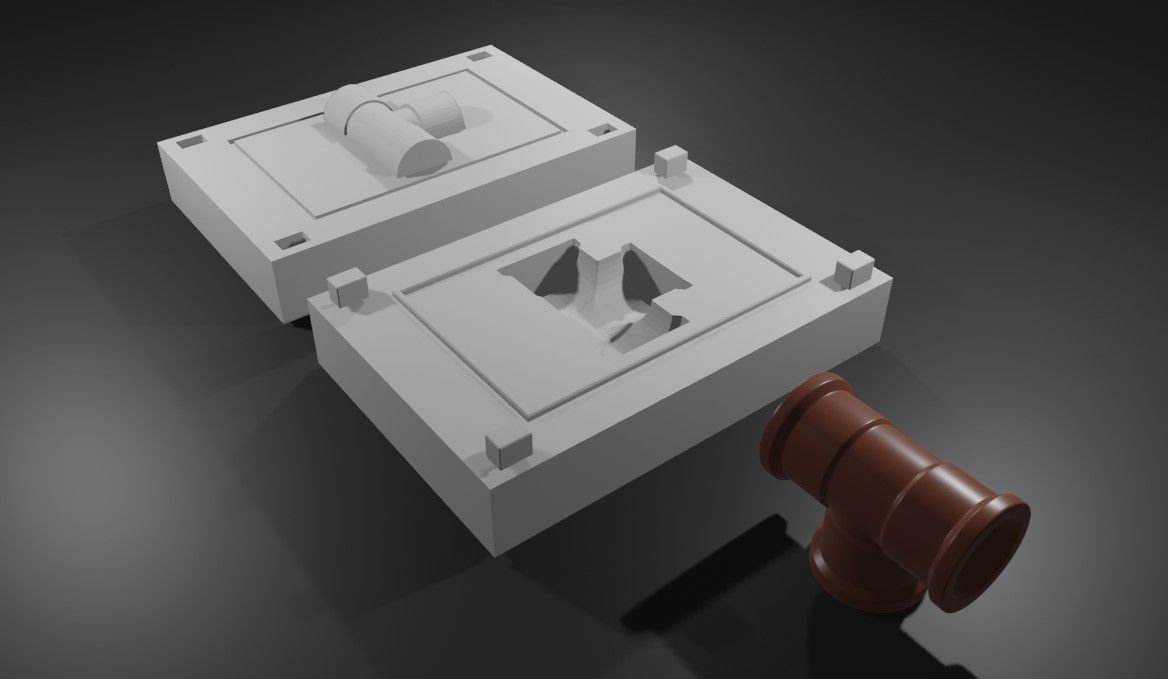Mold for Pipe T - Form - Molde Forma Cano 3D print model_1