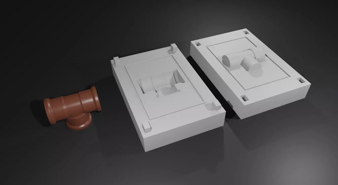 Mold for Pipe T - Form - Molde Forma Cano 3D print model_0
