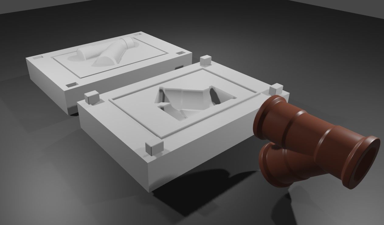 Mold for Pipe Y - Form - Molde Forma Cano 3D print model_1