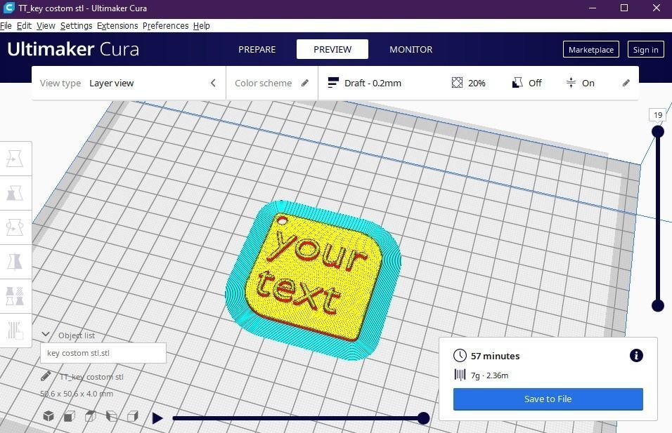 Custom keychain 3D print model_1