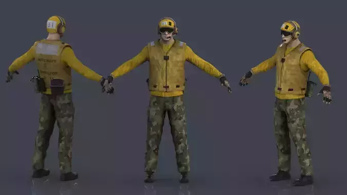 US NAVY Flight Deck Crew Low-poly 3D model